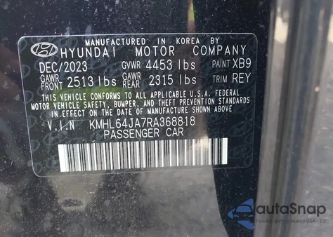 2024 Hyundai Sonata Sel z USA, uszkodzony, nr VIN KMHL64JA7RA368818